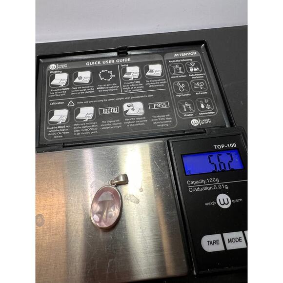 NEW Rose Quartz oval gemstone sterling silver pendant 5.62 grams - Picture 10 of 11